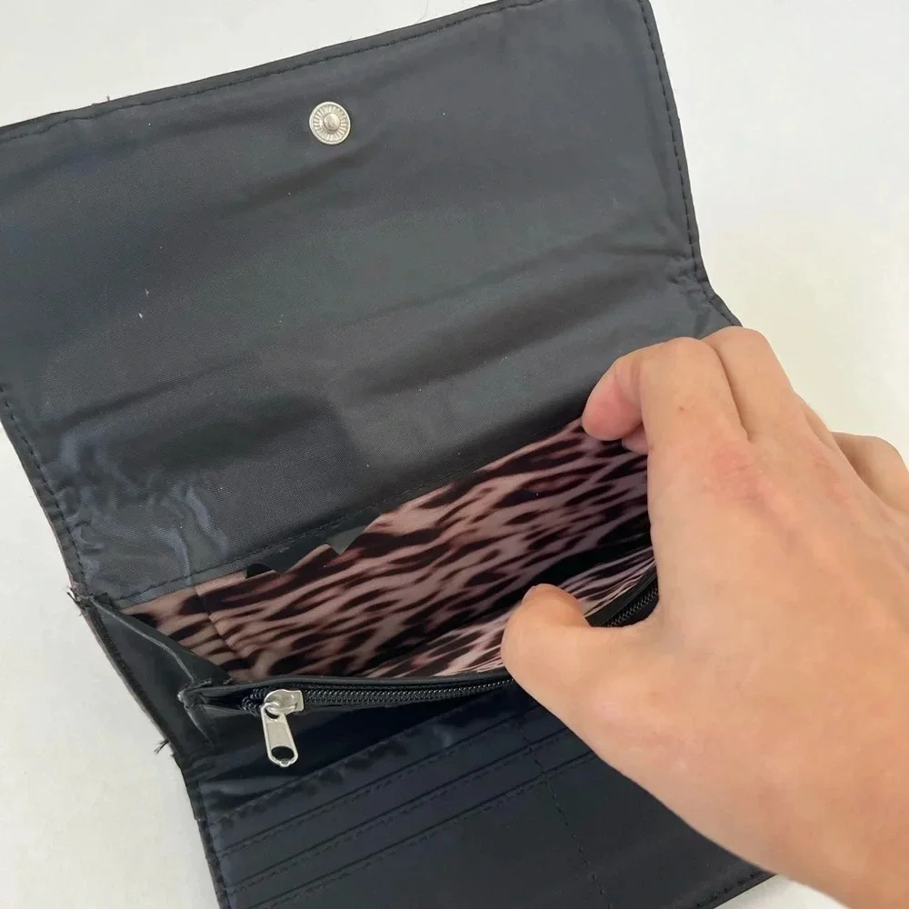 Nicole Miller New York Purple Chain Details Vegan  Leather Wallet NWT